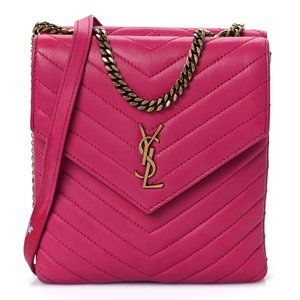 AUTHENTIC YVES SAINT LAURENT Pink Leather Shoulder Bag